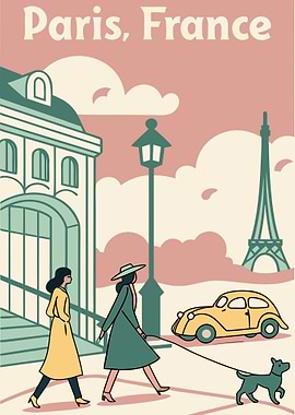 Paris, France Travel Poster Illustration