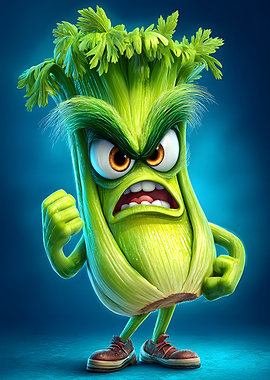 Angry Celery Cartoon Character