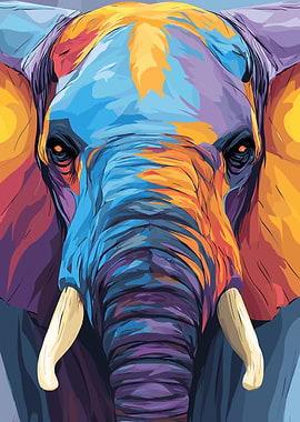 Colorful Elephant Portrait