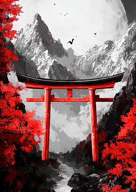Japanese Torii Gate Landscape