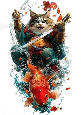 Samurai Cat Koi Fish