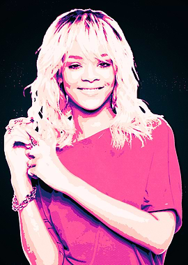Rihanna Portrait Pink Pop Art