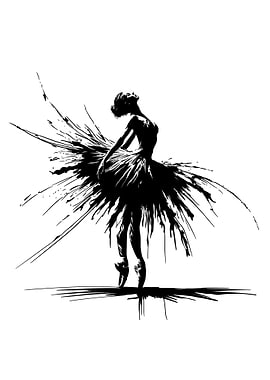 Ballerina in Black and White Silhouette