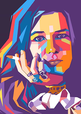 Colorful Portrait of Woman Smoking