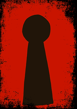 Keyhole Silhouette on Red Grunge Background