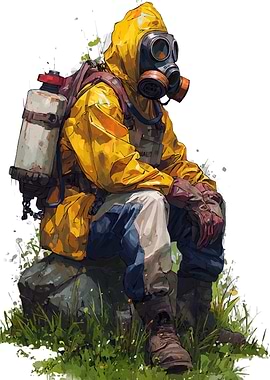 Person in Hazmat Suit Sitting