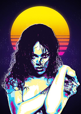 Rihanna Retro Pop Art Portrait
