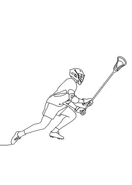 Lacrosse Player Minimalist Line Art