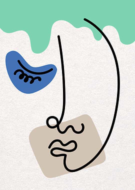 Abstract Face Line Art