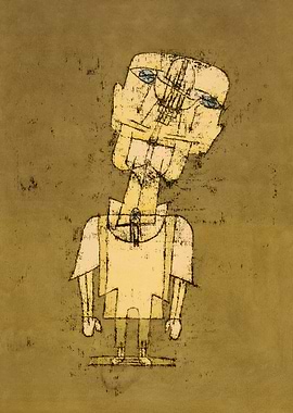 Abstract Figure on Olive Background, paul klee art