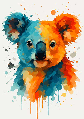 Colorful Koala Watercolor Portrait