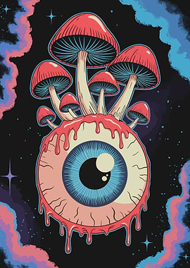 Psychedelic Eye with Mushrooms
