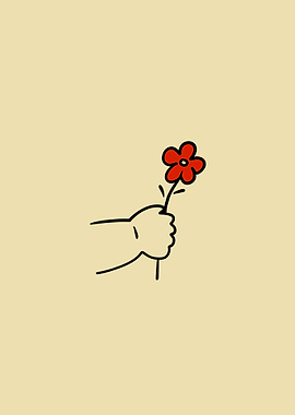 Hand Holding Red Flower Illustration