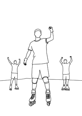 Roller Skating Minimalist Line Art