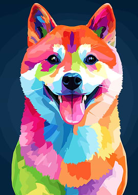 Colorful Shiba Inu Pop Art Portrait