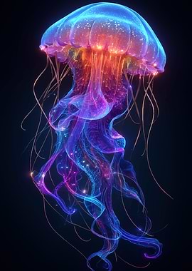 Glowing Jellyfish on Dark Background