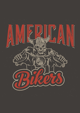 American Bikers Skull Rider Illustration