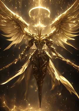 Golden Angelic Figure with Halo