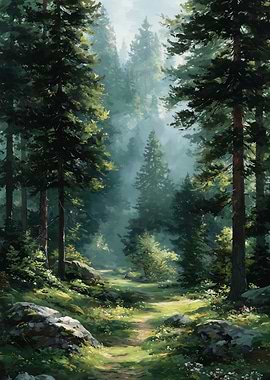 Lush Green Forest Path