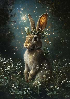 Enchanted Rabbit with Floral Crown
