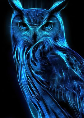 Electric Blue Owl Portrait