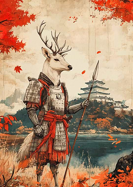 Deer Samurai Warrior with Spear