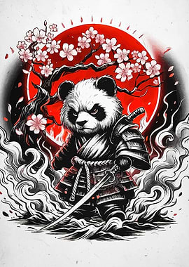 Samurai Panda Cherry Blossoms