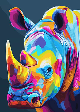 Colorful Rhino Portrait