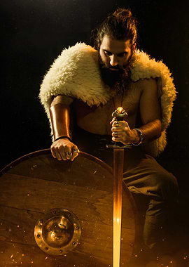 Magical Viking Warrior with Sword and Shield
