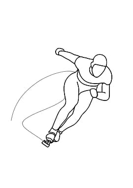 Speed Skater Minimalist Line Art