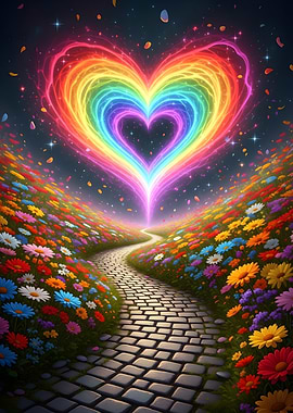 Rainbow Heart Flower Path