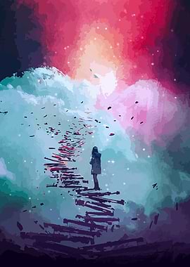 Dreamy Stairway to the Sky Painting