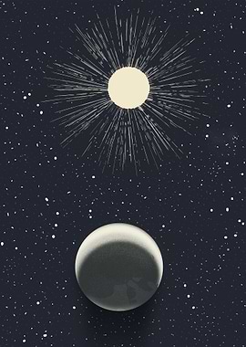 Sun and Moon in Starry Sky