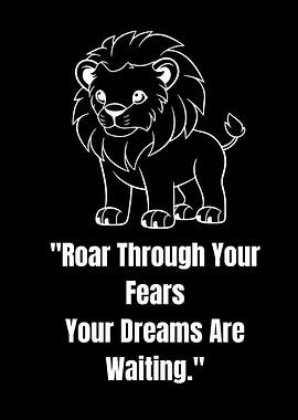 Motivational Lion Cartoon Black and White