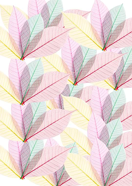 Pastel Leaf Pattern on White Background