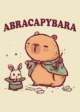 Abracapybara: Capybara Magician with Rabbit