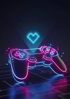 Gaming Cyberpunk Gaming Cyberpunk – Neon Pixel Heart Minimalist Gamer Art