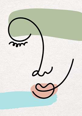 Abstract Face Line Art