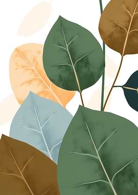 Colorful Leaf Illustration on White Background