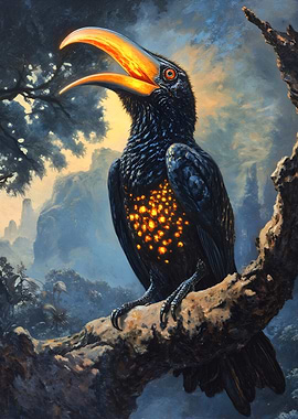 Glowing Bird on Branch