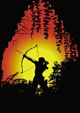 Silhouette Archer at Sunset