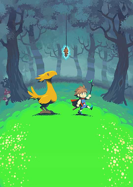 Chocobo and Boy in Forest