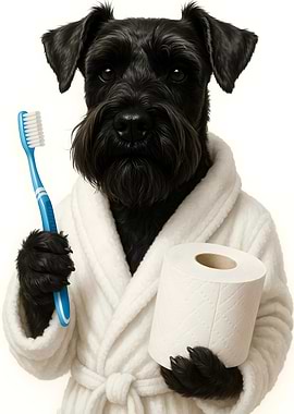 Black Schnauzer Dog Bathroom Toilet