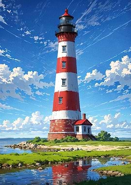White Lighthouse Landscape