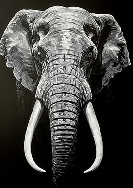 Elephant Portrait in Black and White