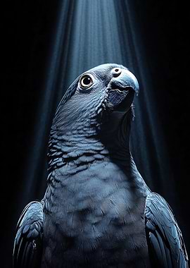Blue Parrot Portrait with Dramatic Lighting