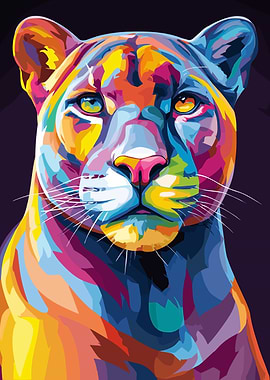 Colorful Cougar Portrait