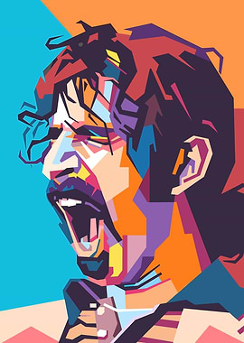 Frank Zappa Colorful Portrait of a Man Screaming