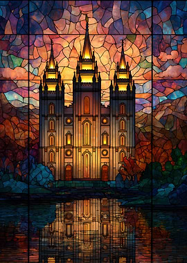Stained Glass Temple Reflection