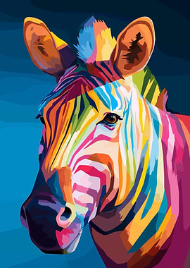 Colorful Zebra Portrait